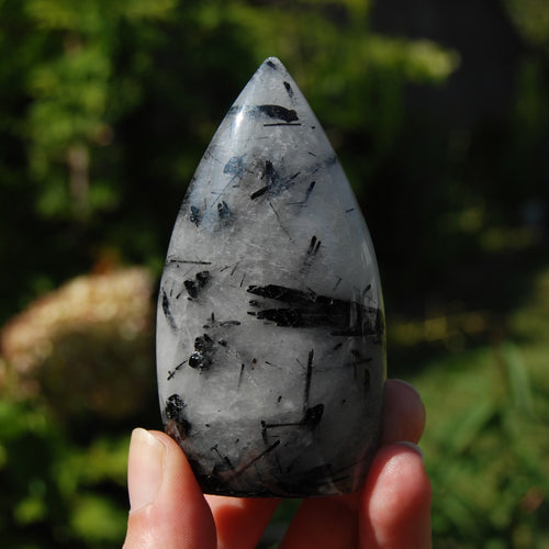 Black Tourmaline Clear Quartz Crystal Flame