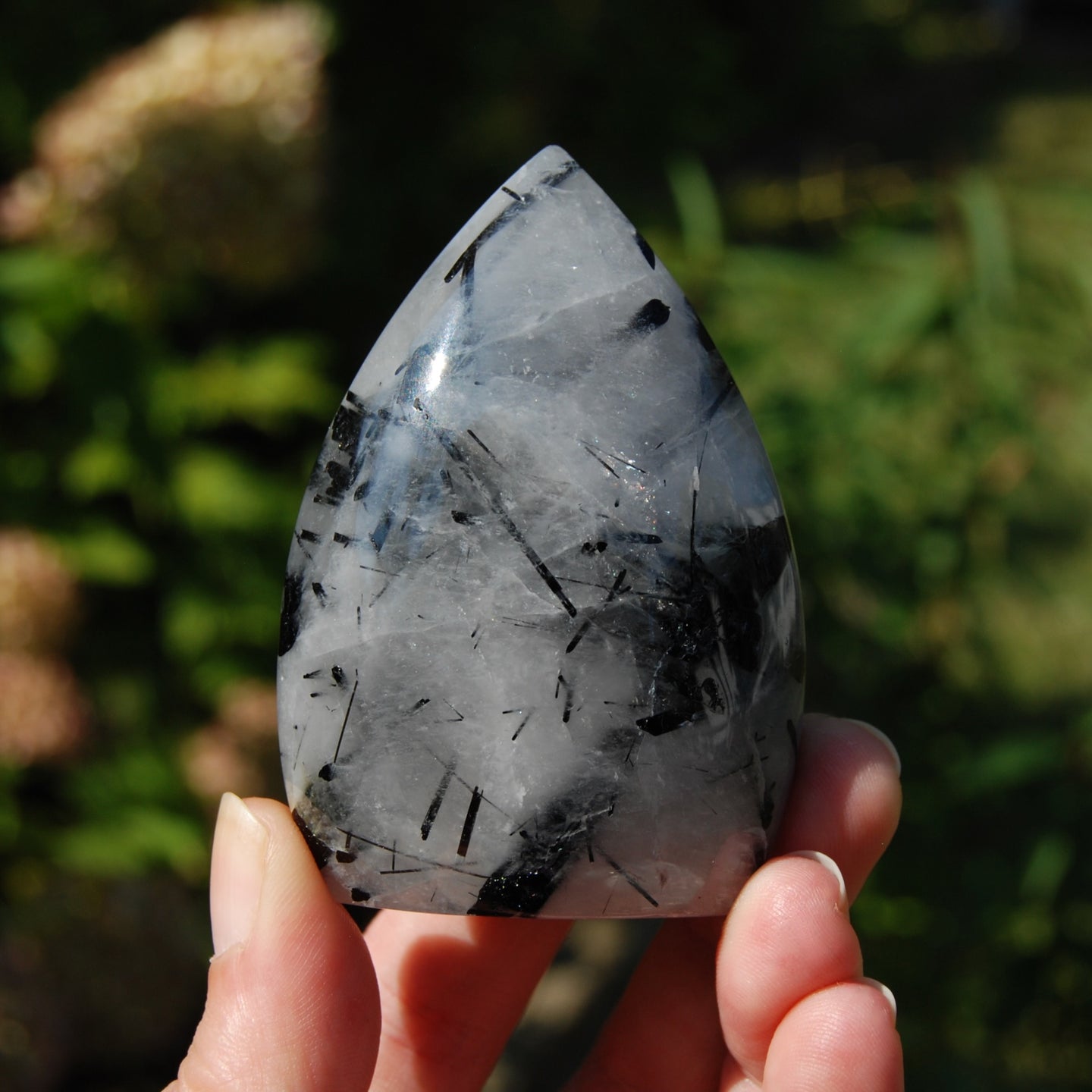 Black Tourmaline Clear Quartz Crystal Flame Tower, Brazil