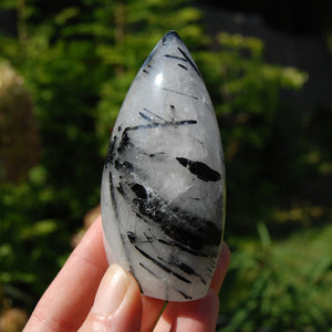 Black Tourmaline Clear Quartz Crystal Flame Tower