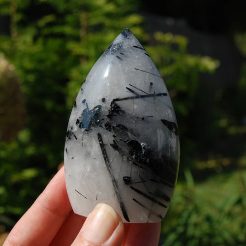 Black Tourmaline Clear Quartz Crystal Flame Tower