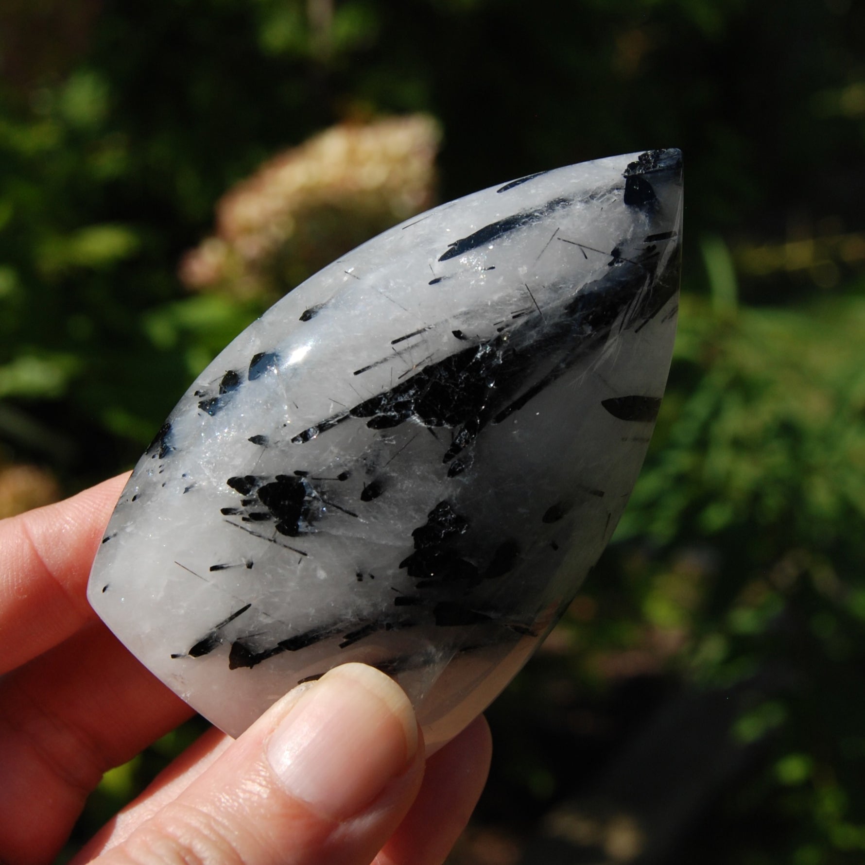 Black Tourmaline Clear Quartz Crystal Flame Tower