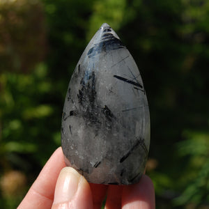 Black Tourmaline Clear Quartz Crystal Flame Tower, Brazil