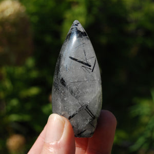 Black Tourmaline Clear Quartz Crystal Flame Tower, Brazil