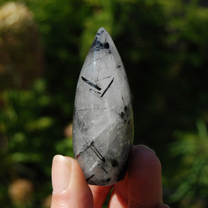 Black Tourmaline Clear Quartz Crystal Flame Tower, Brazil