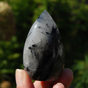 Black Tourmaline Clear Quartz Crystal Flame Tower, Brazil