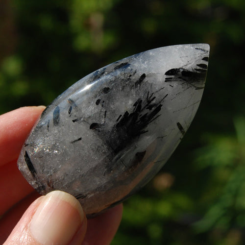 Black Tourmaline Clear Quartz Crystal Flame Tower, Brazil