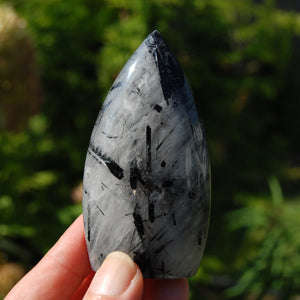 Black Tourmaline Clear Quartz Crystal Flame Tower