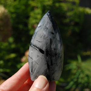 Black Tourmaline Clear Quartz Crystal Flame Tower