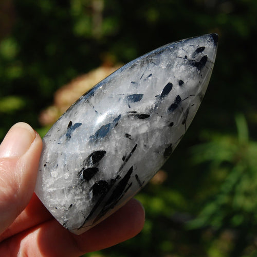 Black Tourmaline Clear Quartz Crystal Flame Tower