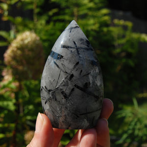 Black Tourmaline Clear Quartz Crystal Flame Tower