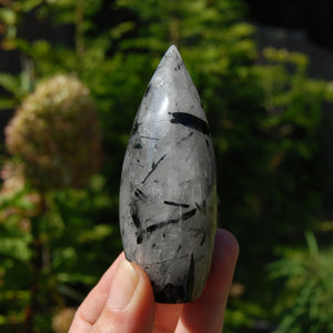 Black Tourmaline Clear Quartz Crystal Flame Tower