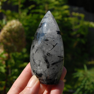 Black Tourmaline Clear Quartz Crystal Flame Tower