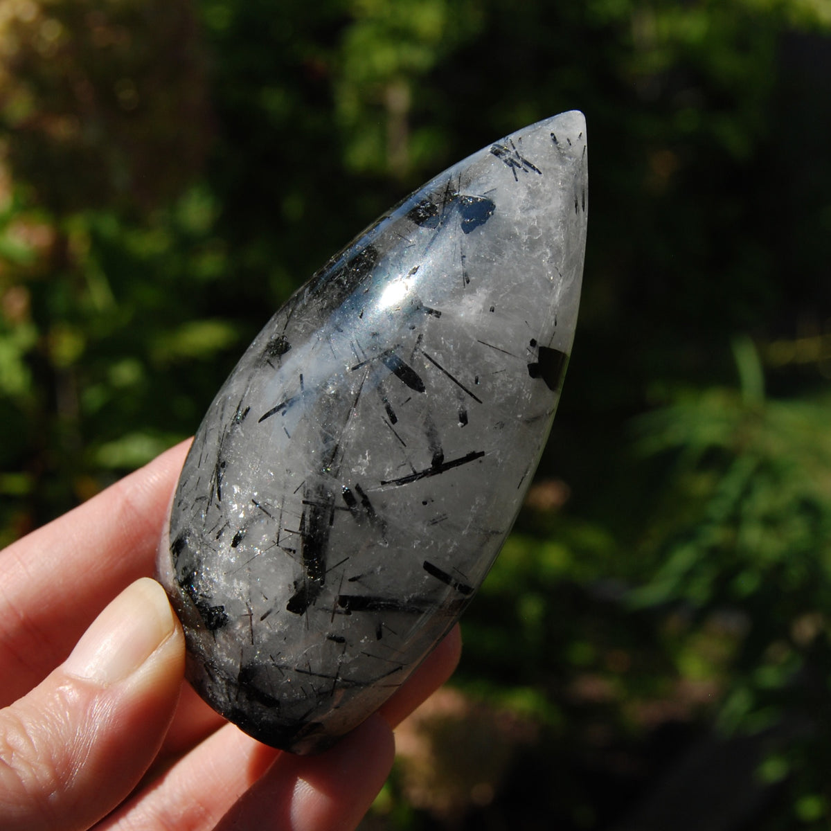 Black Tourmaline Clear Quartz Crystal Flame Tower