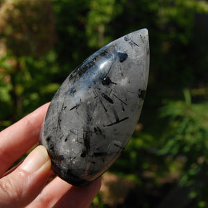 Black Tourmaline Clear Quartz Crystal Flame Tower