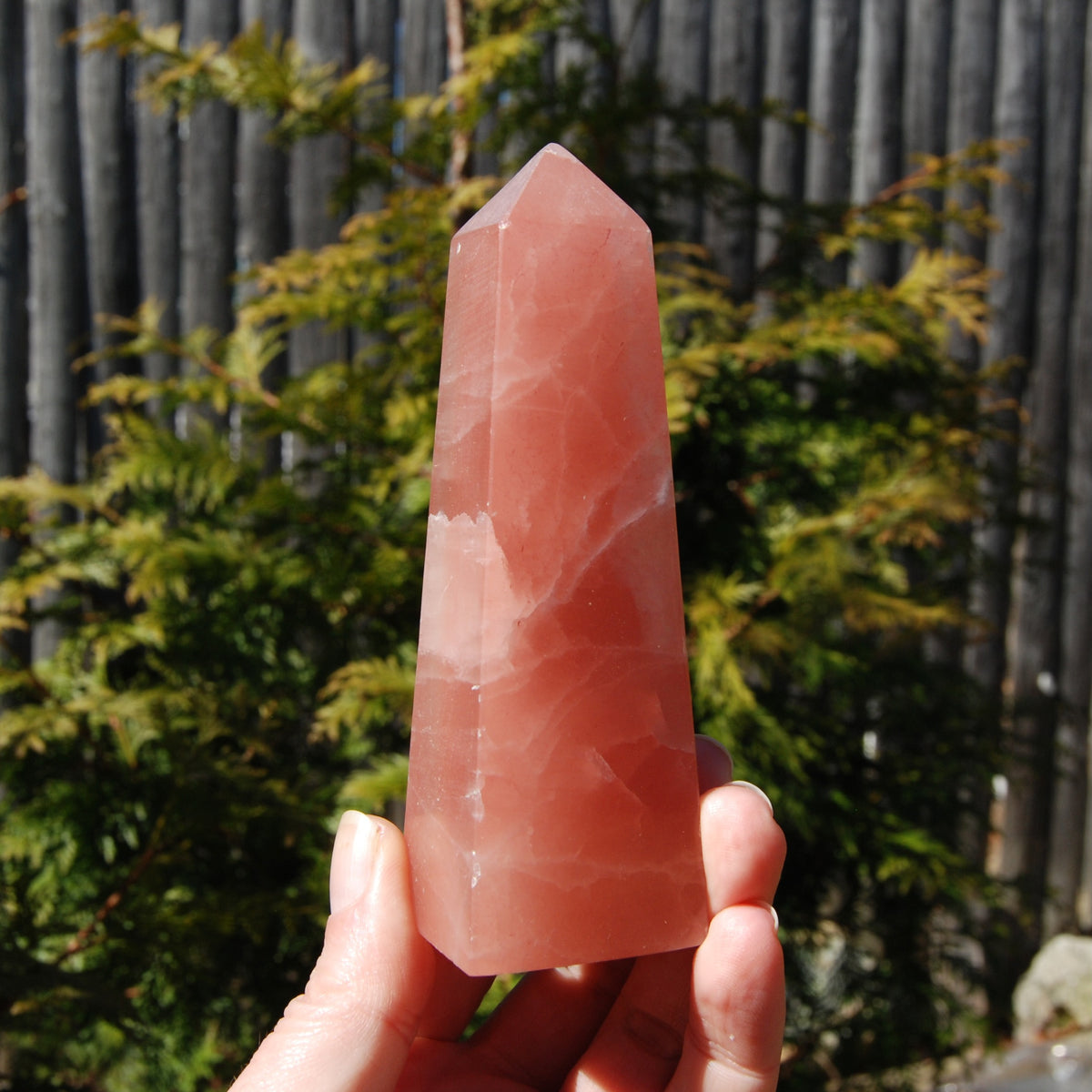 Rose Pink Calcite Crystal Tower