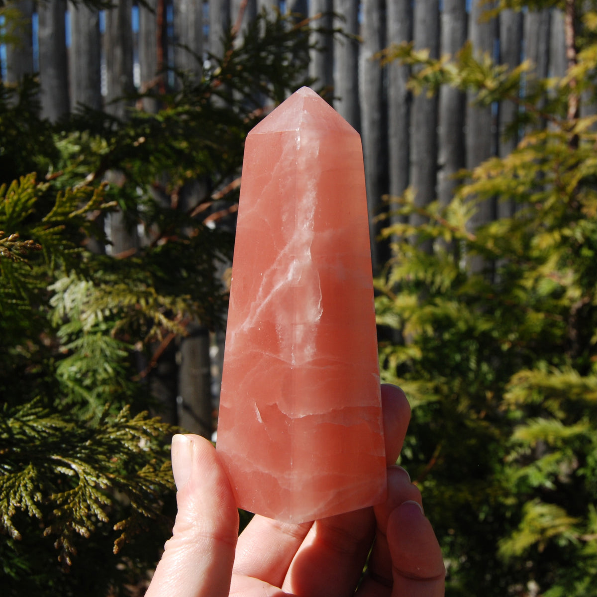 Rose Pink Calcite Crystal Tower