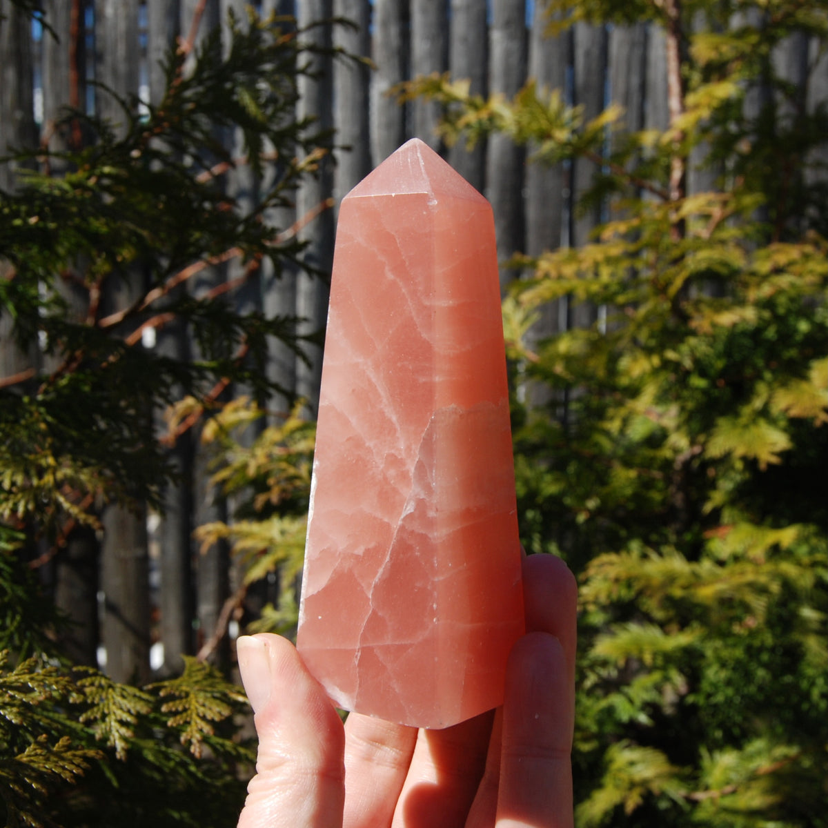 Rose Pink Calcite Crystal Tower
