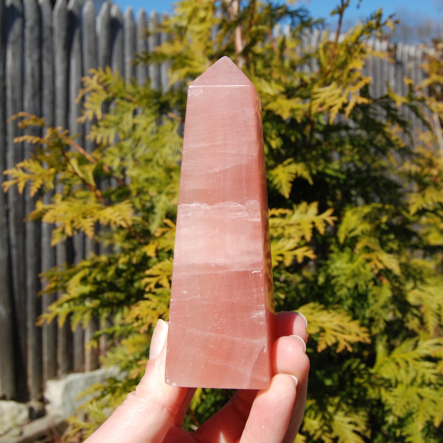 Rose Pink Calcite Crystal Tower
