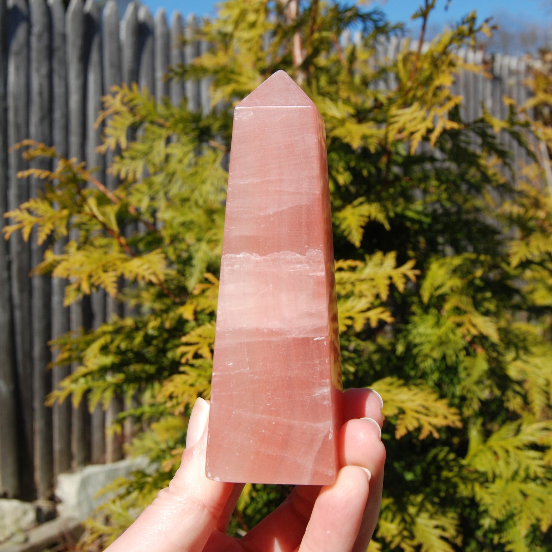 Rose Pink Calcite Crystal Tower