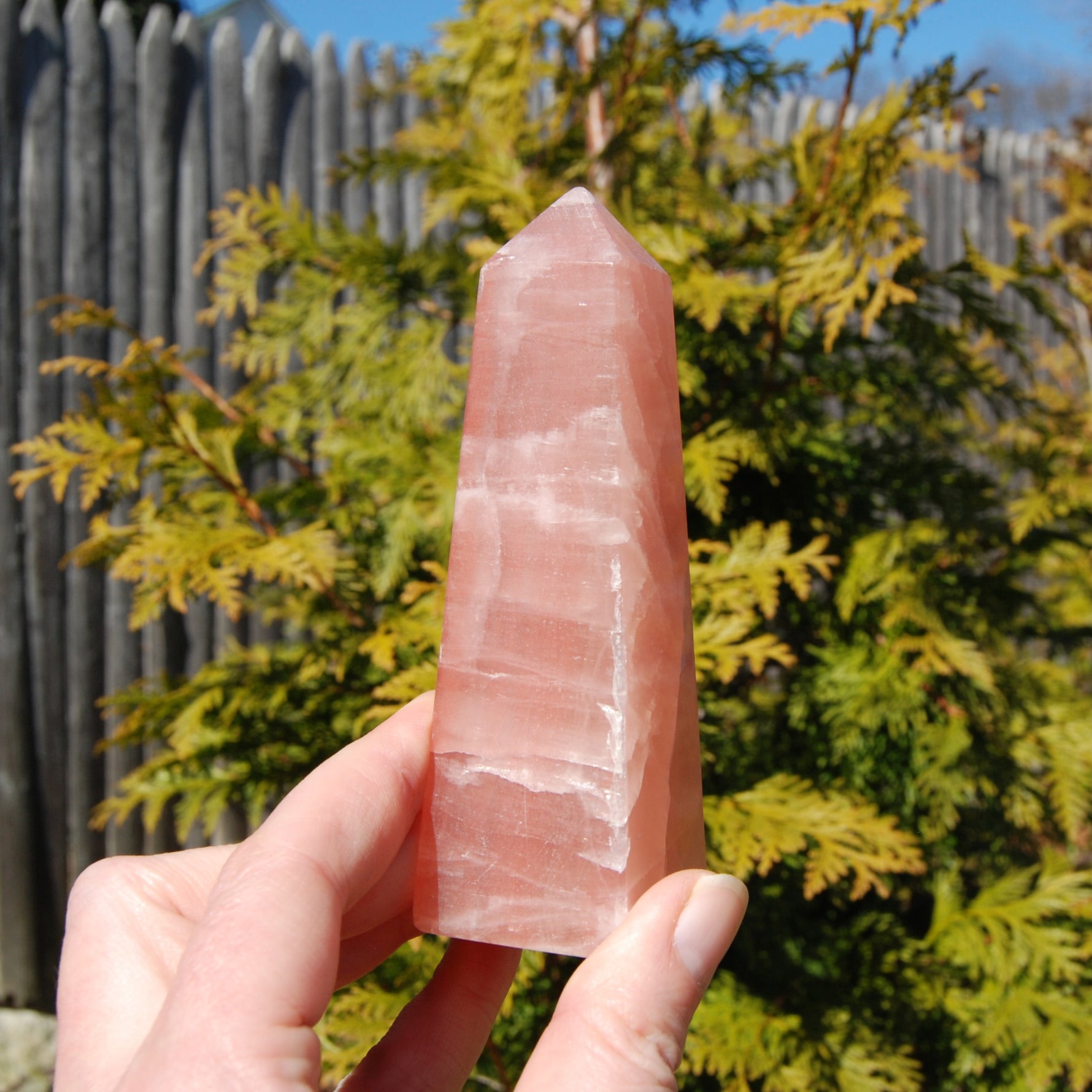Rose Pink Calcite Crystal Tower