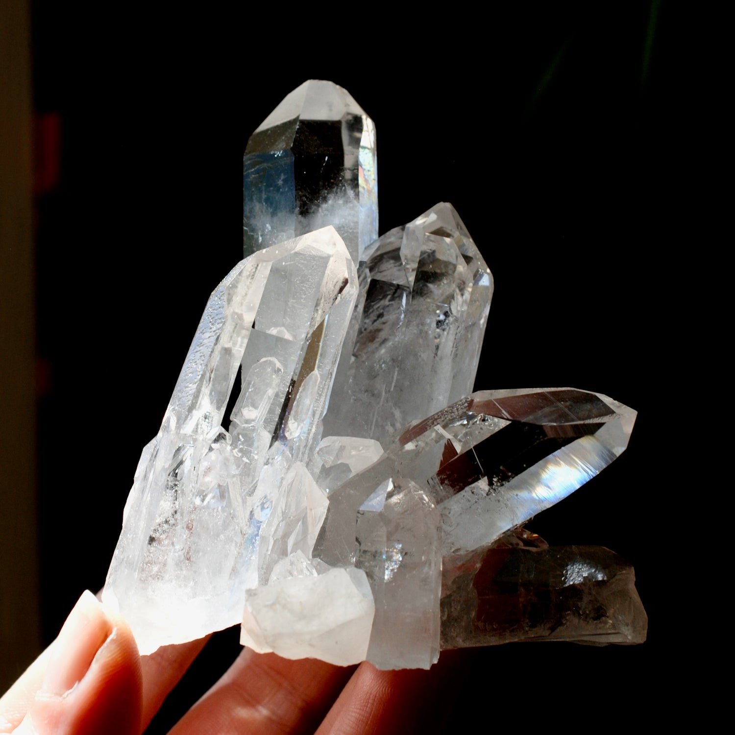 Cosmic Tantric Twin Channeler Lemurian Silver Quartz Crystal Starbrary Cluster Optical Corinto, Brazil