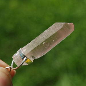 Dow Channeler Phantom Pyramid Pink Lithium Lemurian Seed Crystal Pendant