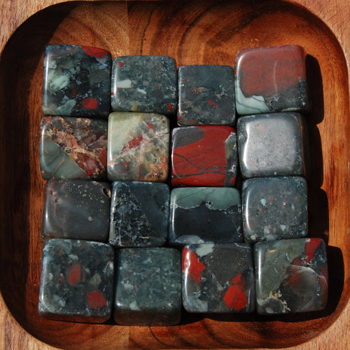 African Bloodstone Crystal Cube Shaped Tumbled Stones