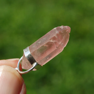 DT Tantric Twin Pink Lithium Lemurian Seed Crystal Pendant for Necklace, Brazil