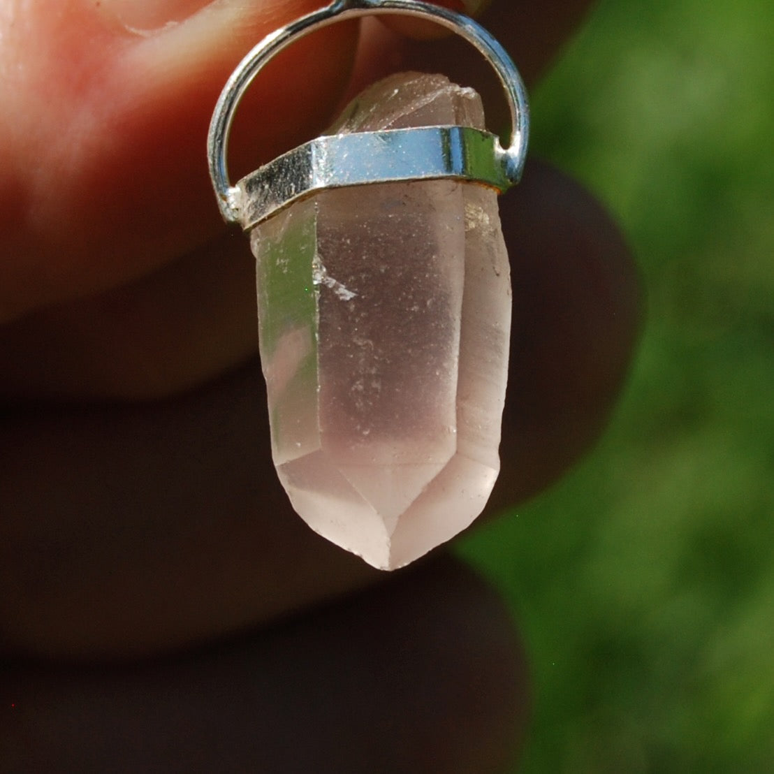 Dow Channeler Phantom Pyramid Pink Lithium Lemurian Seed Crystal Pendant  Record Keepers