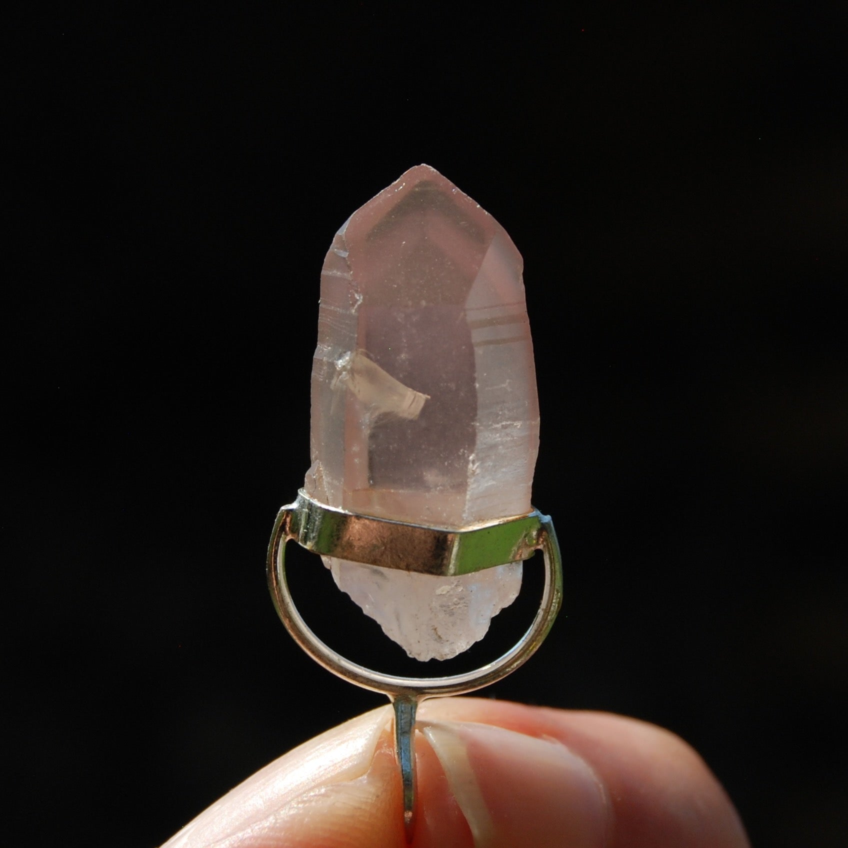 Dow Channeler Phantom Pyramid Pink Lithium Lemurian Seed Crystal Pendant  Record Keepers