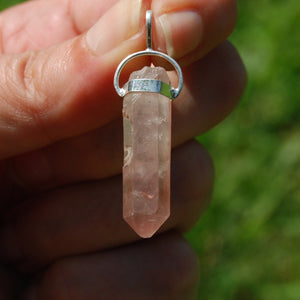 Pink Lithium Lemurian Seed Quartz Crystal Starbrary Pendant