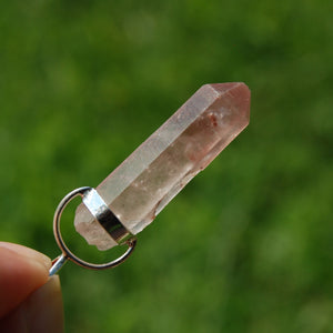 Pink Lithium Lemurian Seed Quartz Crystal Starbrary Pendant