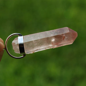 Pink Lithium Lemurian Seed Quartz Crystal Starbrary Pendant