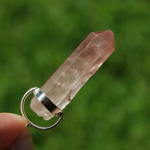 Pink Lithium Lemurian Seed Quartz Crystal Starbrary Pendant