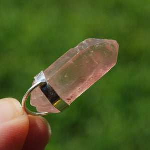 DT Tantric Twin Pink Lithium Lemurian Seed Crystal Pendant for Necklace, Brazil