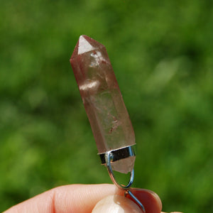 Pink Lithium Lemurian Seed Quartz Crystal Starbrary Pendant