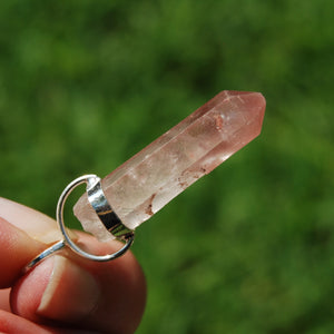 Pink Lithium Lemurian Seed Quartz Crystal Starbrary Pendant