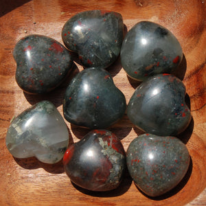 African Bloodstone Crystal Heart Shaped Palm Stone