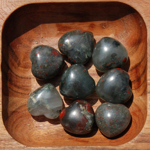 African Bloodstone Crystal Heart Shaped Palm Stone