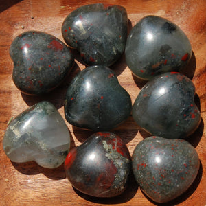 African Bloodstone Crystal Heart Shaped Palm Stone