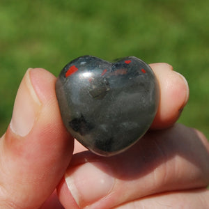 African Bloodstone Crystal Heart Shaped Palm Stone