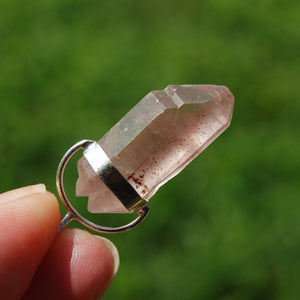 DT Tantric Twin Pink Lithium Lemurian Seed Crystal Pendant for Necklace, Brazil