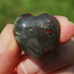 African Bloodstone Crystal Heart Shaped Palm Stone