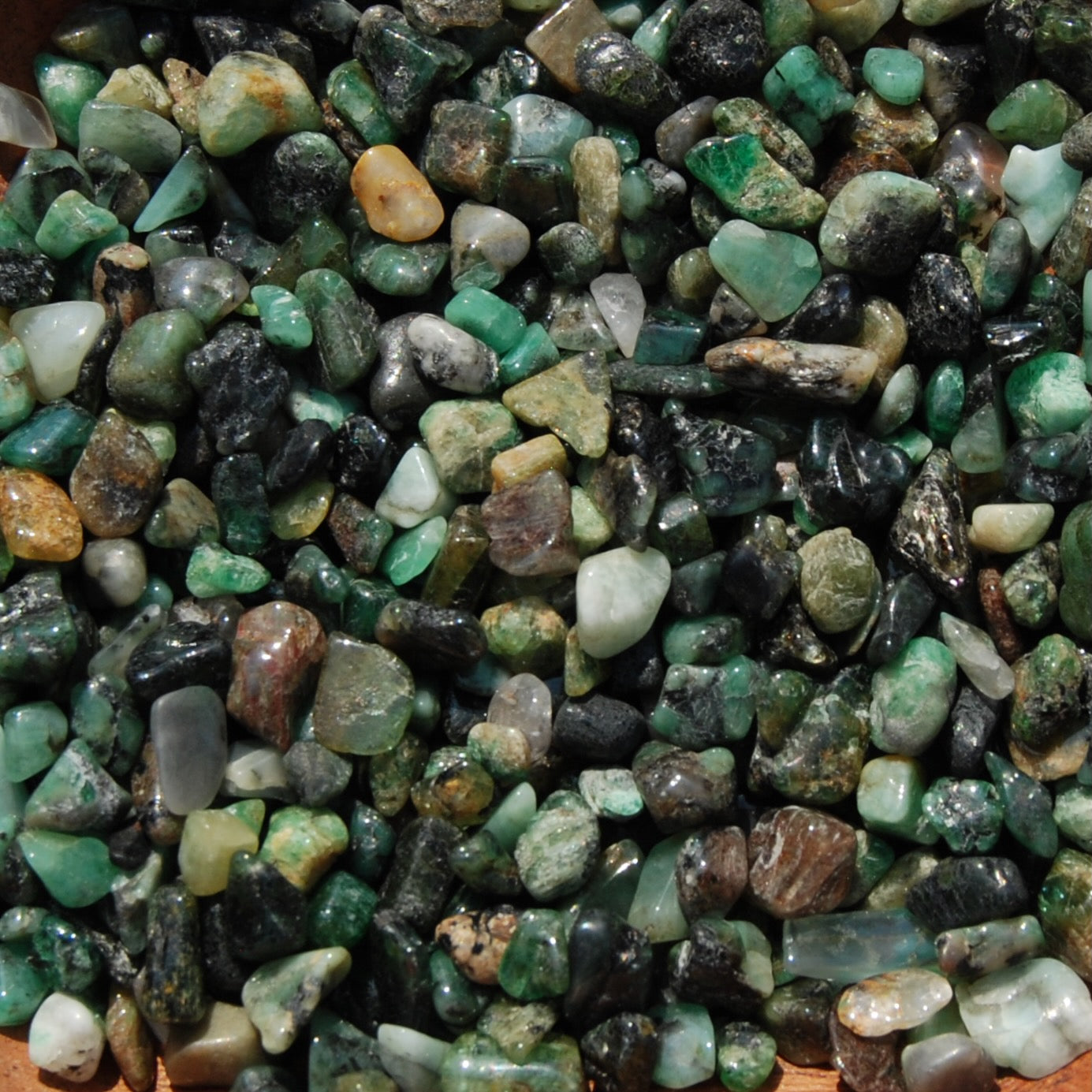 Genuine Emerald Crystal Tumbled Stones, Extra Small, Brazil
