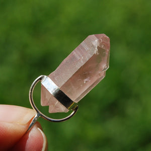 DT Tantric Twin Pink Lithium Lemurian Seed Crystal Pendant for Necklace, Brazil