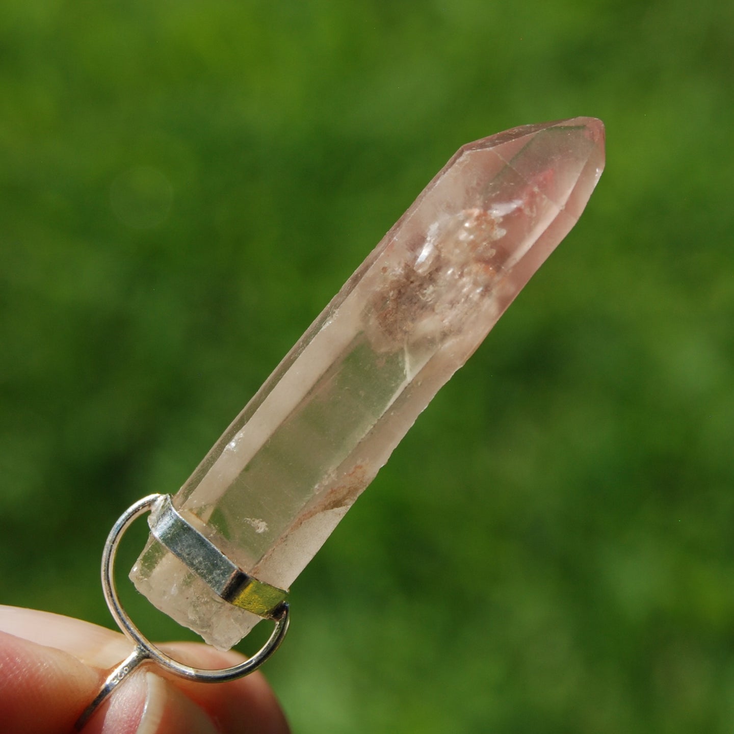 Inner Child Isis Face Pink Lithium Lemurian Seed Crystal Starbrary Pendant