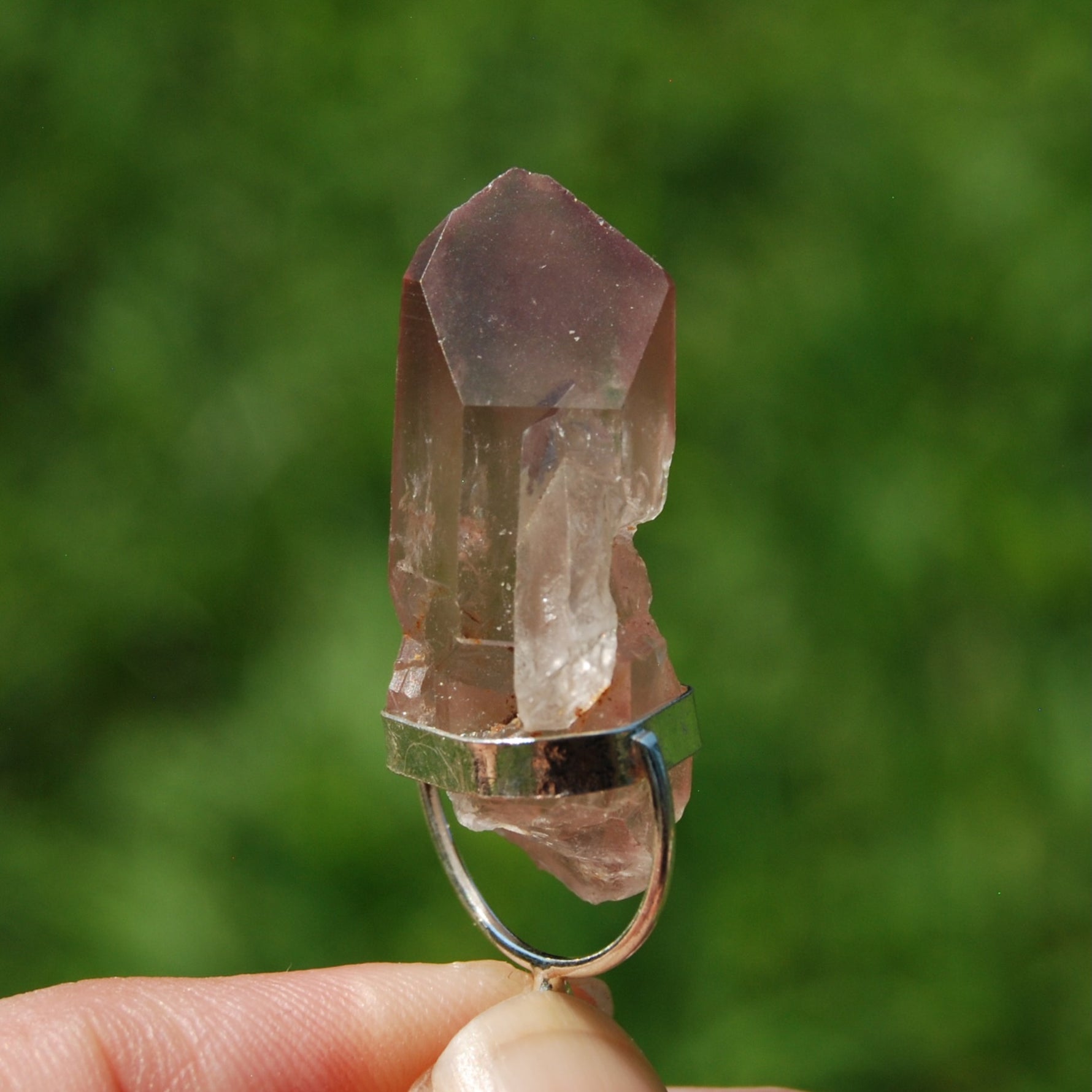 Inner Child Penetrator Pink Lithium Lemurian Seed Quartz Crystal Pendant