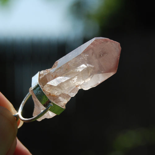 Inner Child Penetrator Pink Lithium Lemurian Seed Quartz Crystal Pendant