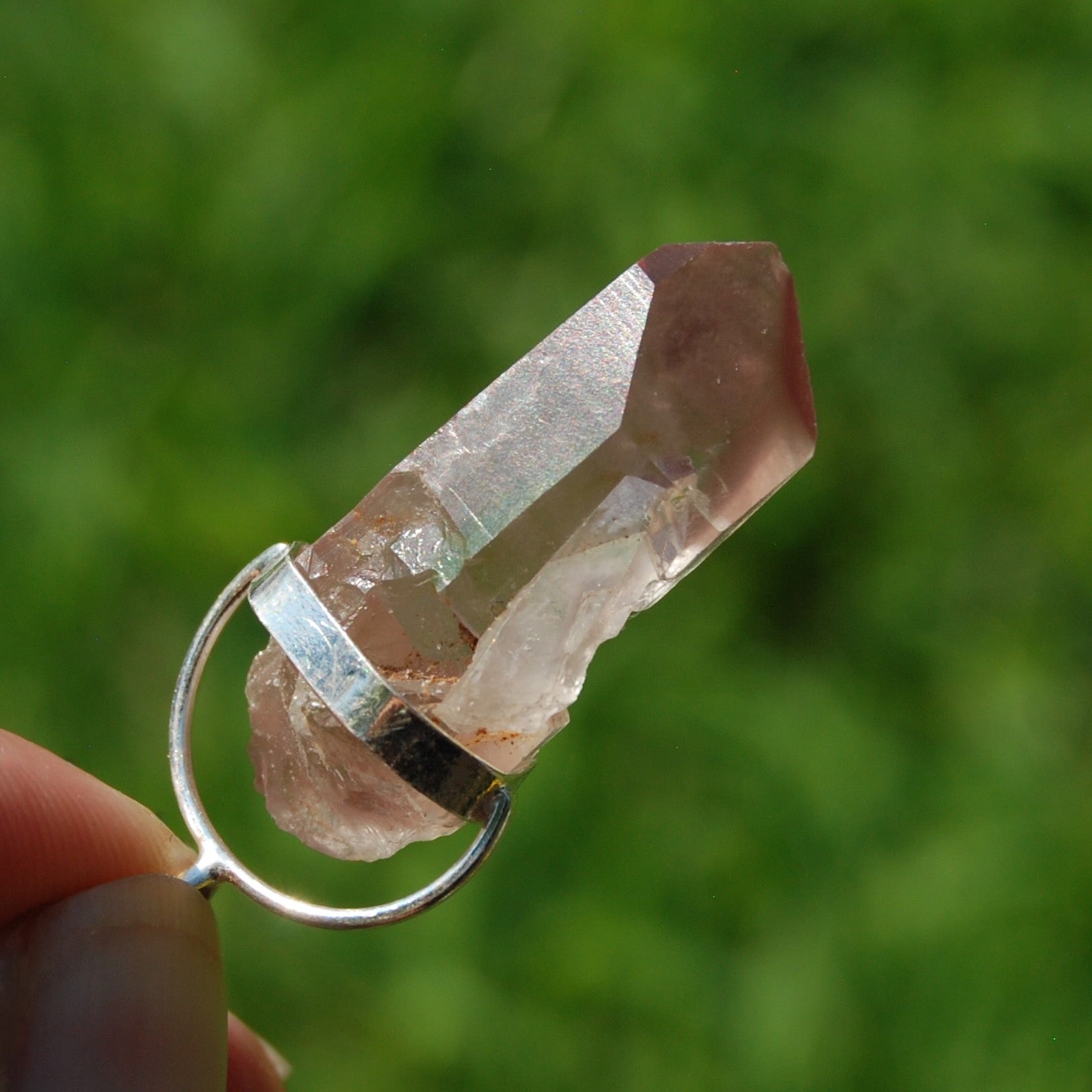 Inner Child Penetrator Pink Lithium Lemurian Seed Quartz Crystal Pendant