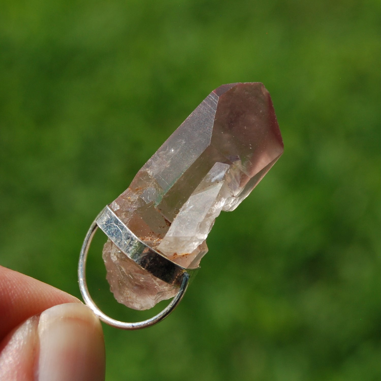 Inner Child Penetrator Pink Lithium Lemurian Seed Quartz Crystal Pendant